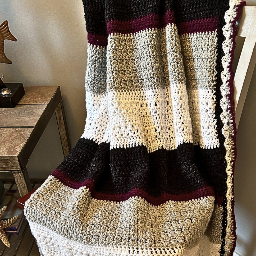 Striped Elegance Crochet Throw Blanket