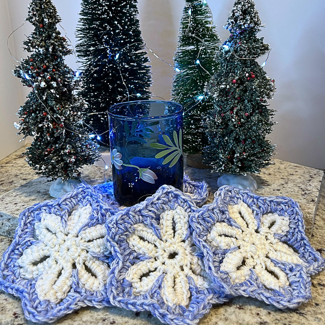 Winter Wonder Coasters - Blue Snowflakes (Set of 4)