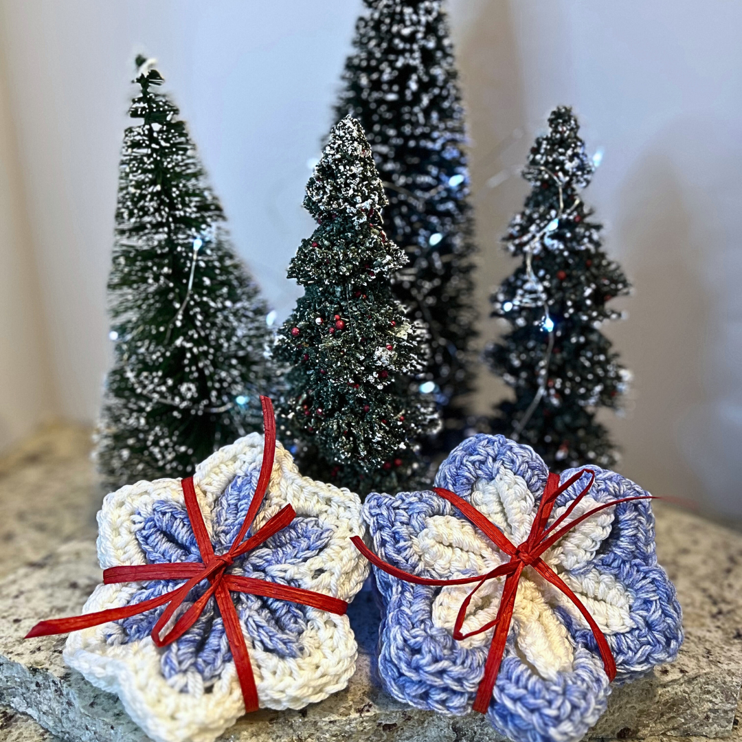 Winter Wonder Coasters - Blue Snowflakes (Set of 4)