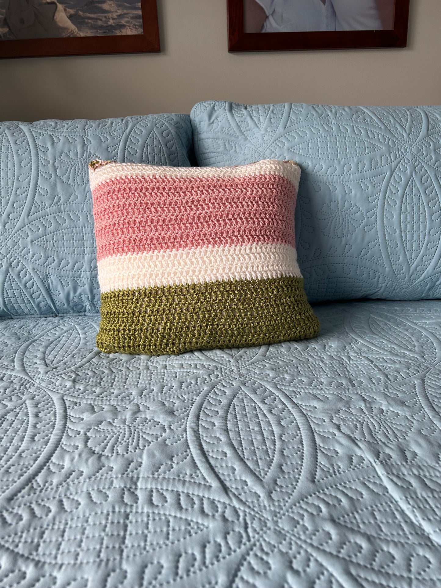 Tulip Granny Square Crochet Throw Pillow