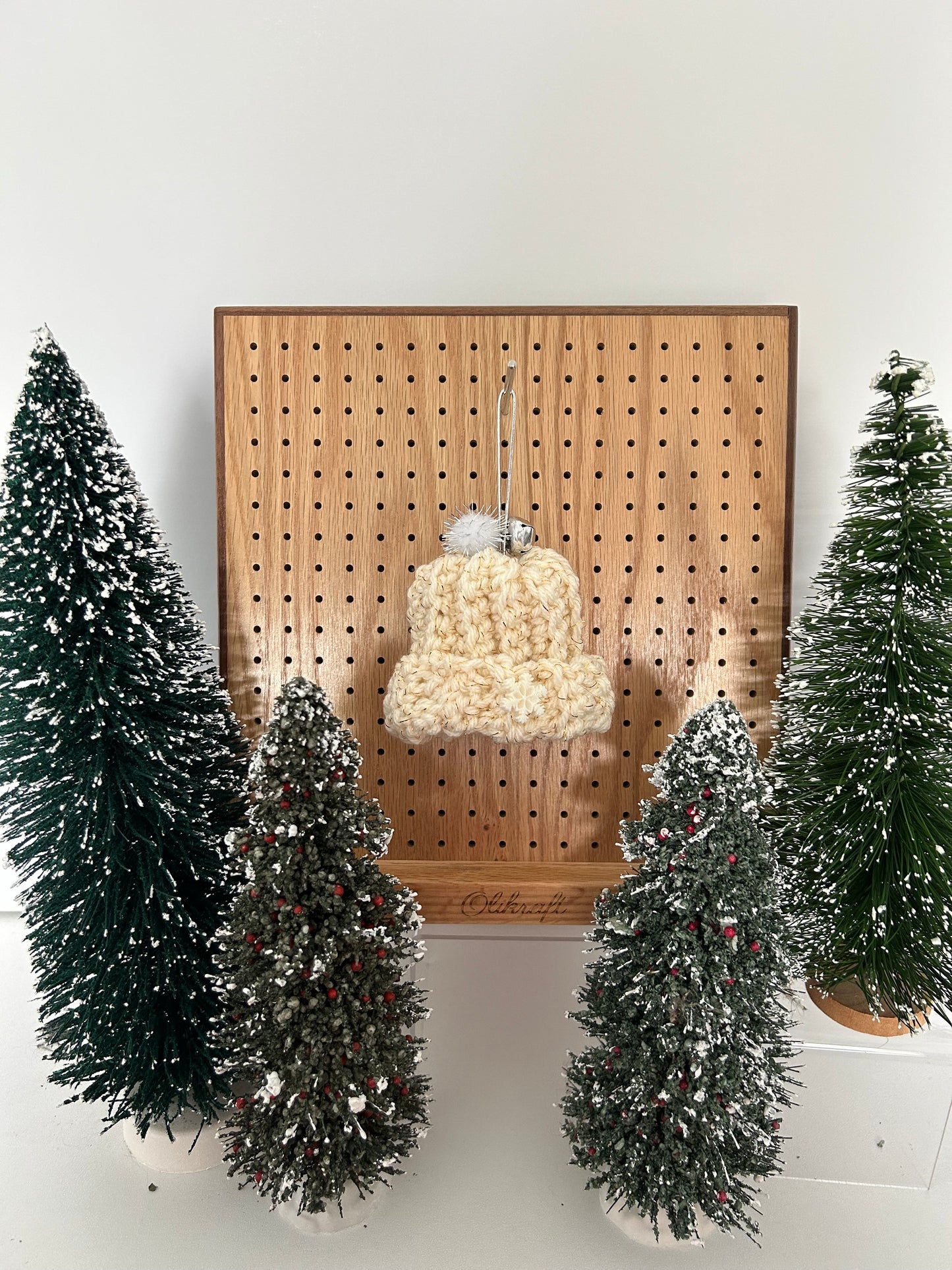 Crochet Christmas Beanie Hat Ornament - Gold