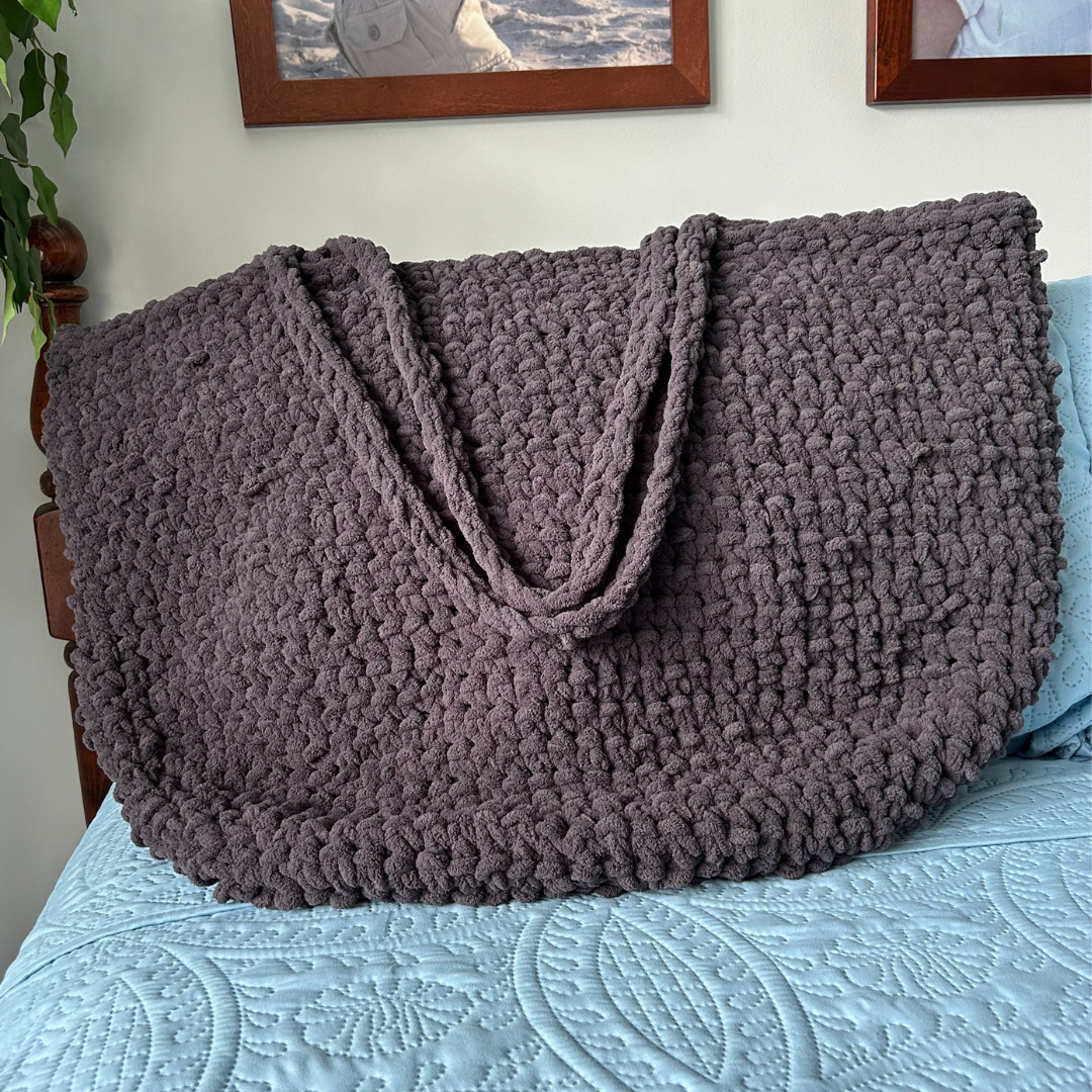 Giant Charcoal Crochet Tote Bag
