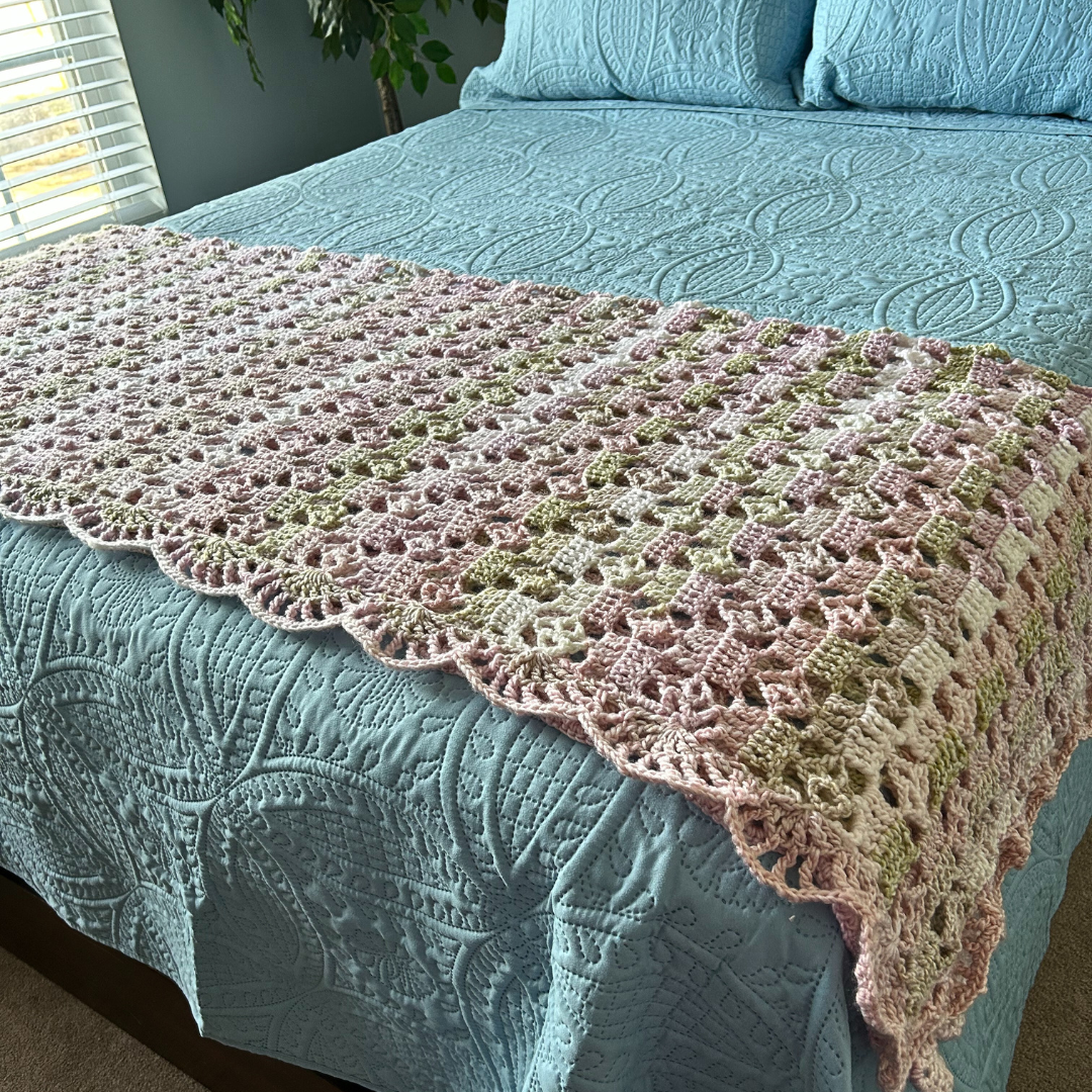 On-Point Lace Throw Crochet Blanket