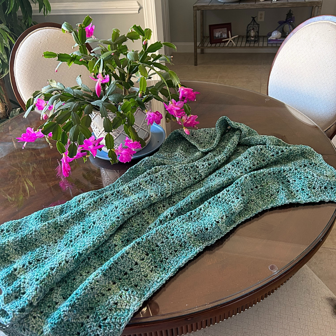 Cozy Comfort Personal Crochet Blanket - Green Chevron