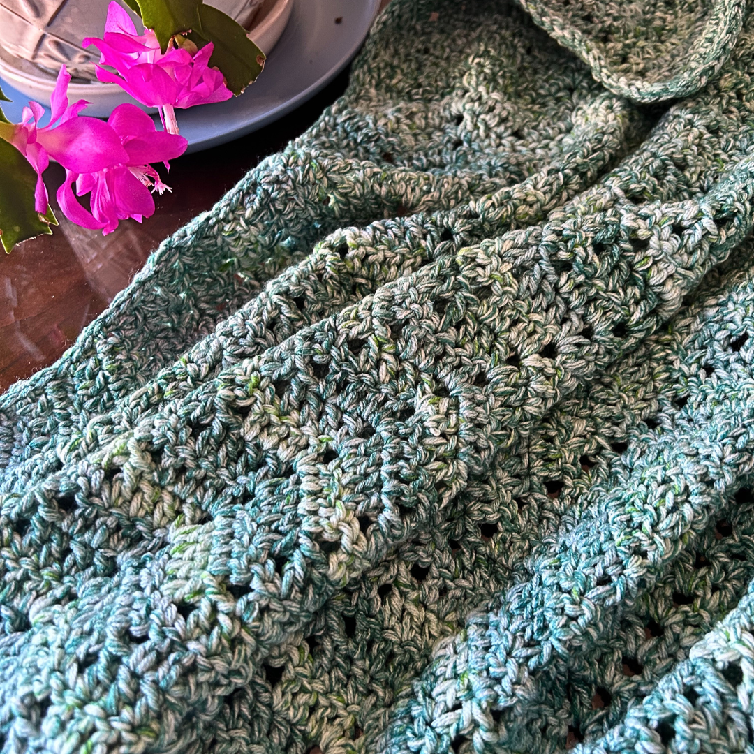 Cozy Comfort Personal Crochet Blanket - Green Chevron