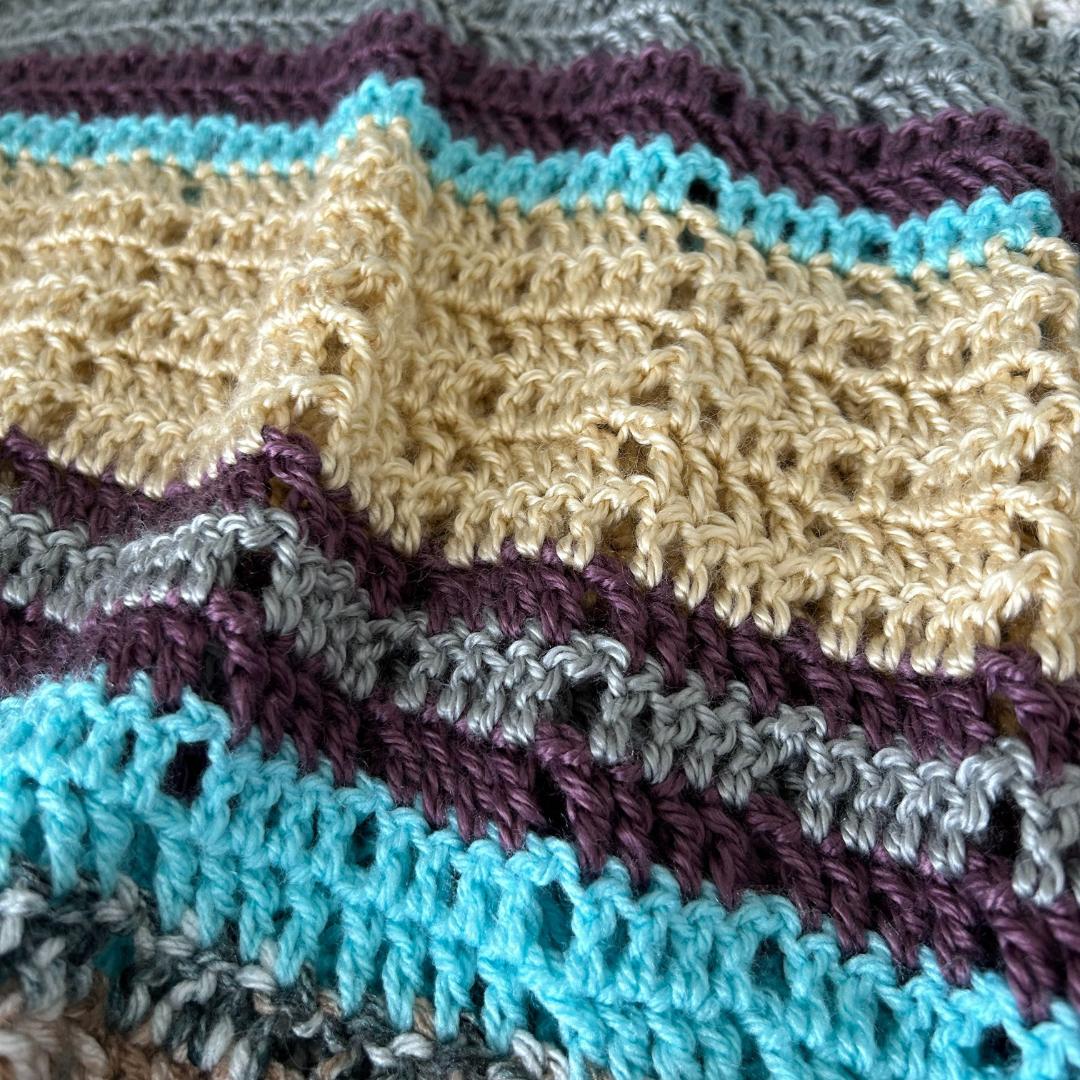 Beach Vibes Striped Crochet Throw Blanket