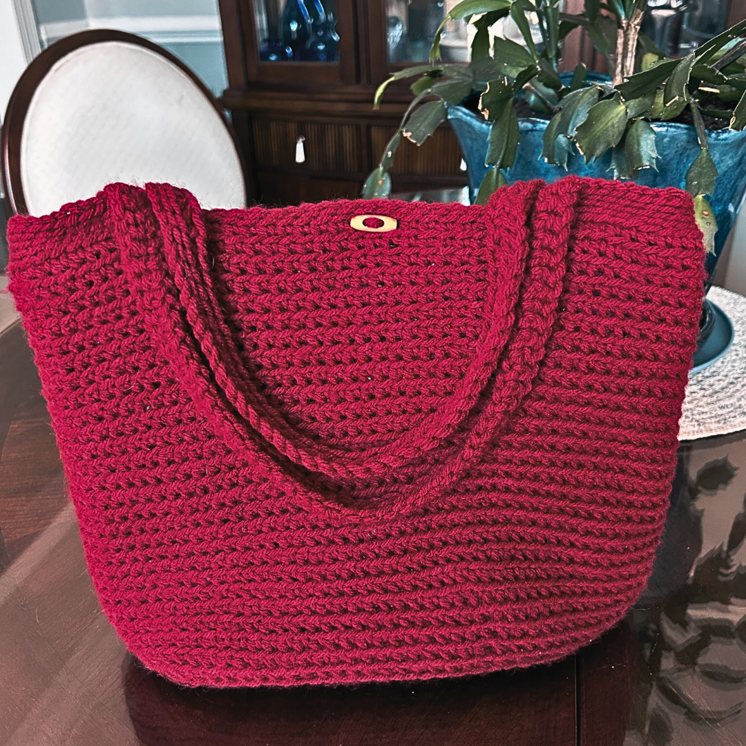 Burgundy Beauty Crochet Tote Bag