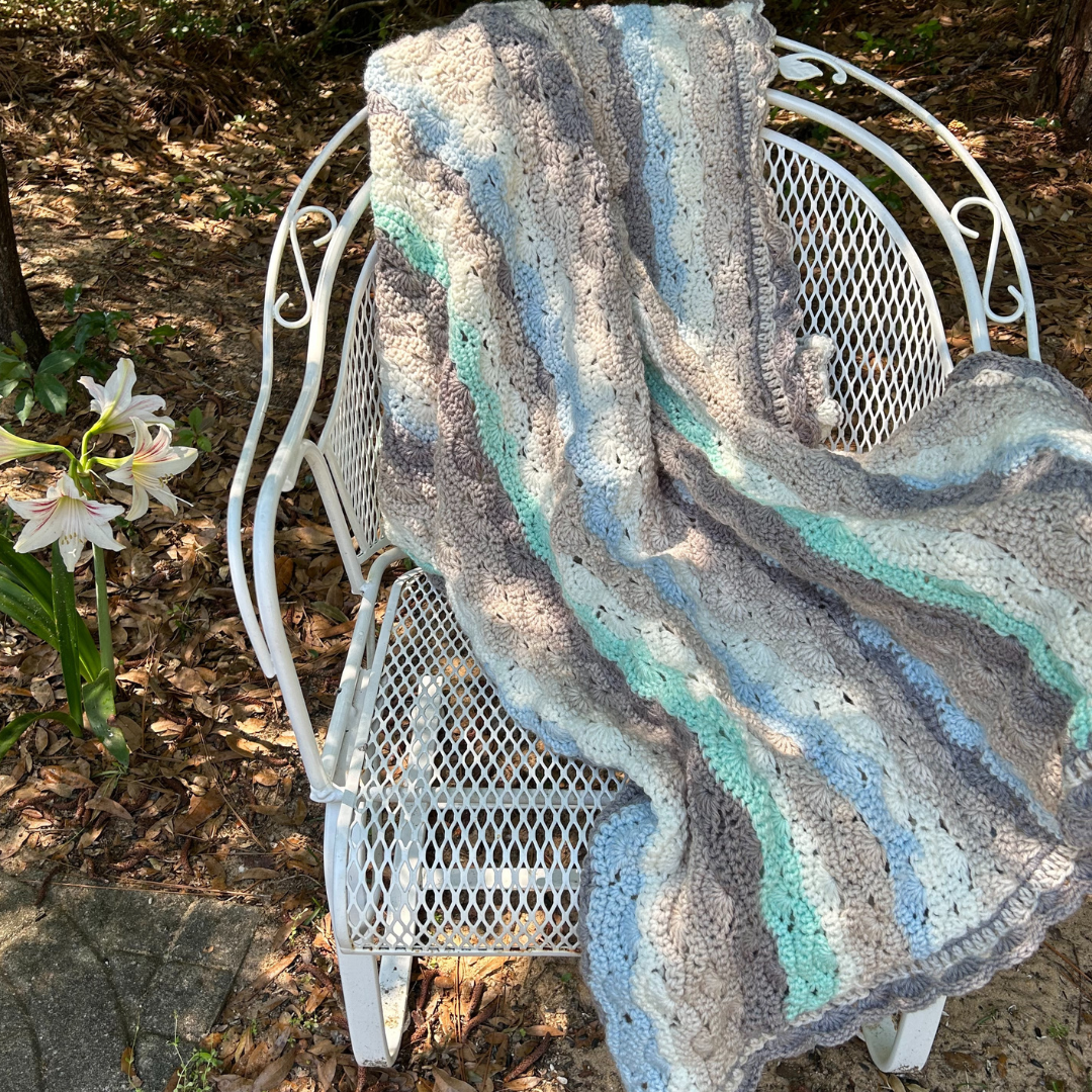 Ocean Breeze Crochet Throw Blanket