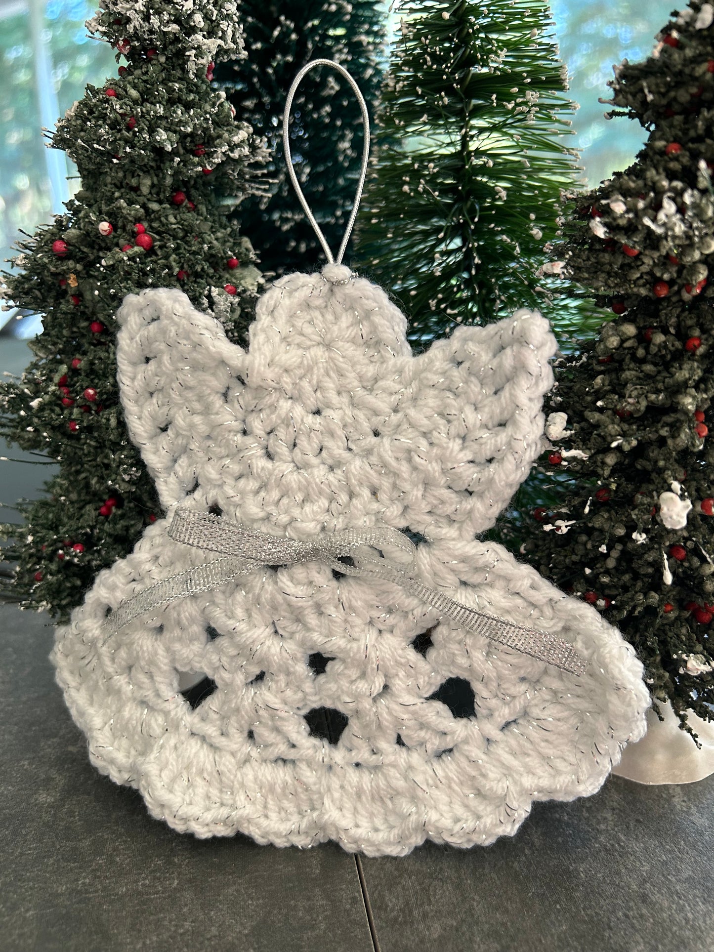 Heavenly Sparkle Crochet Angel Ornament - White