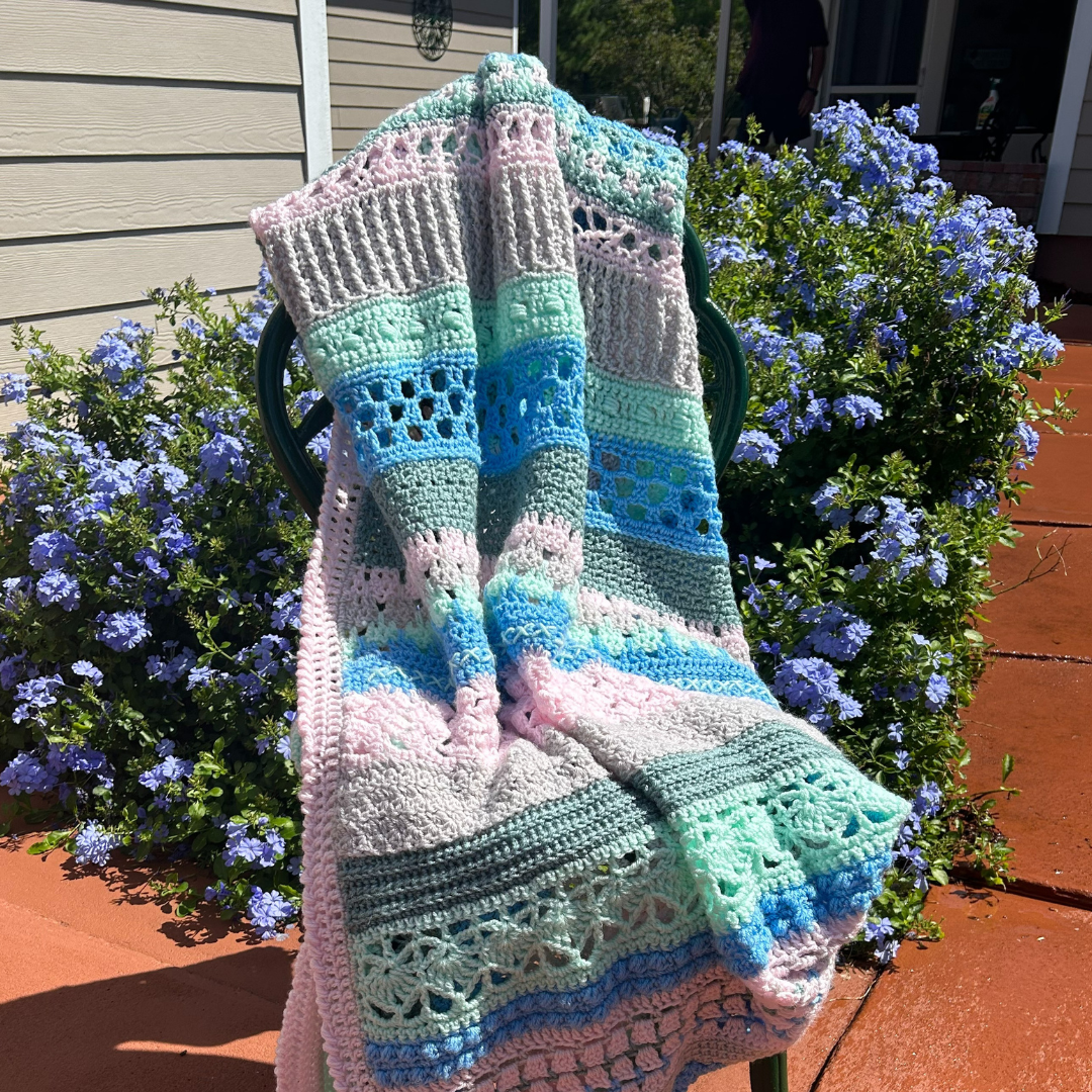 Vintage Charm:  Heirloom Sampler Stitch Throw Blanket