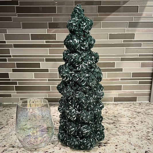 Crochet Christmas Tree Wine Bottle Sweater - Green