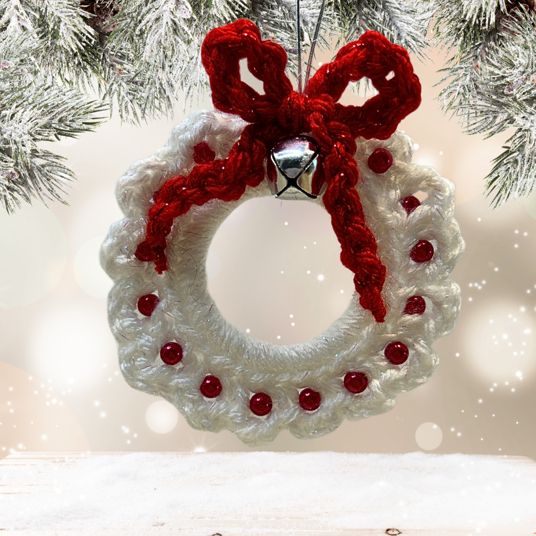Sparkling Snowflake Crochet Ornament - Red